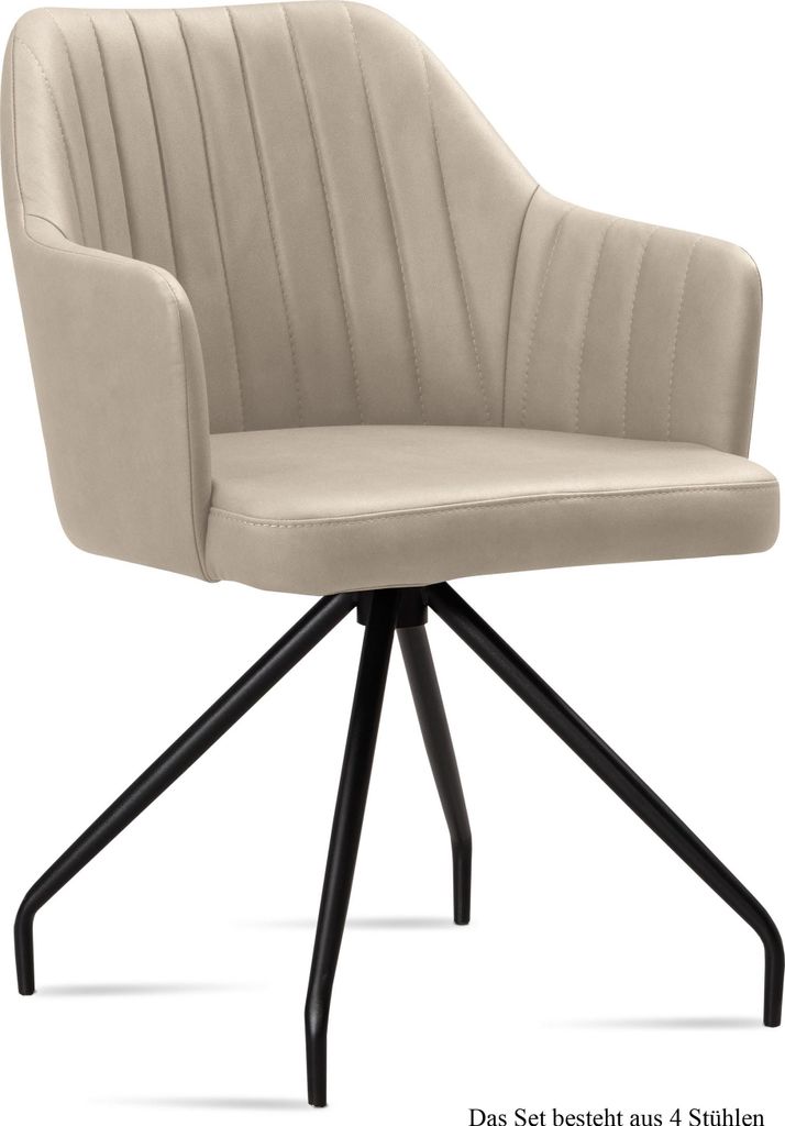 Armlehnstuhl (4er-Set) Dinara 58x81x60 Schwarz/Natur