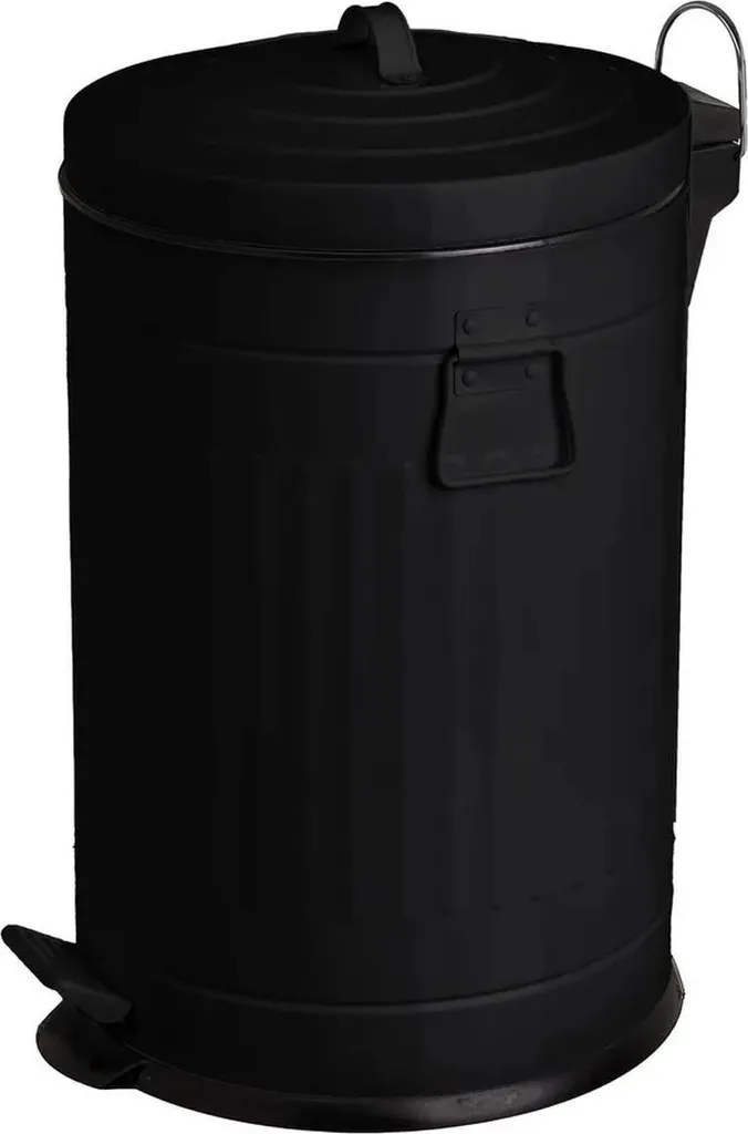 Poubelle Noir Mat 20 Litres avec Couvercle Hermétique Style Industriel