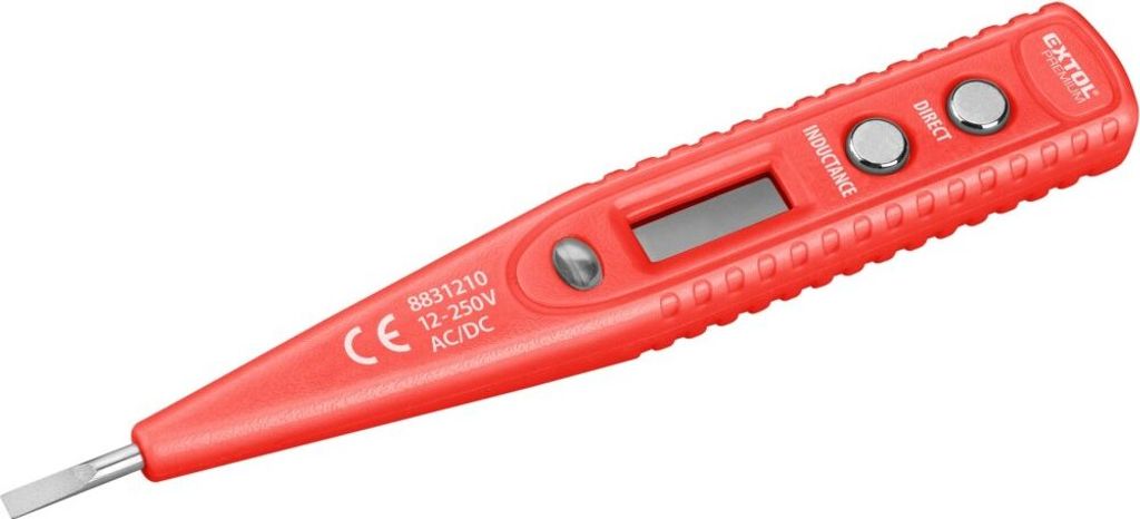 EXTOL PREMIUM Spannungsprüfer digital mit LED-Leuchte 12-250V, Länge 146mm