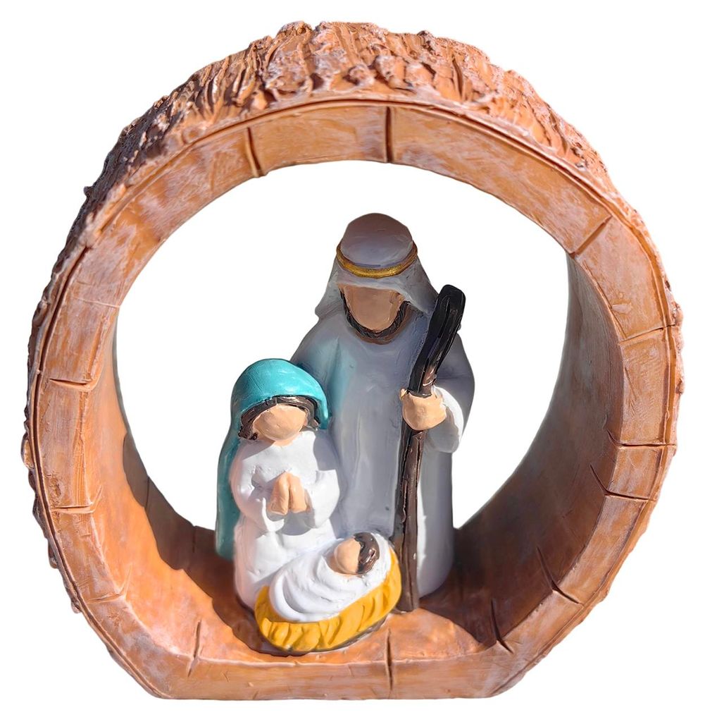 Ovale Krippenfigur zum Aufhängen, handbemalt, mit Darstellung der Geburt Jesu, der Heiligen Familie und als religiöser Anhänger für Zuhause, B...