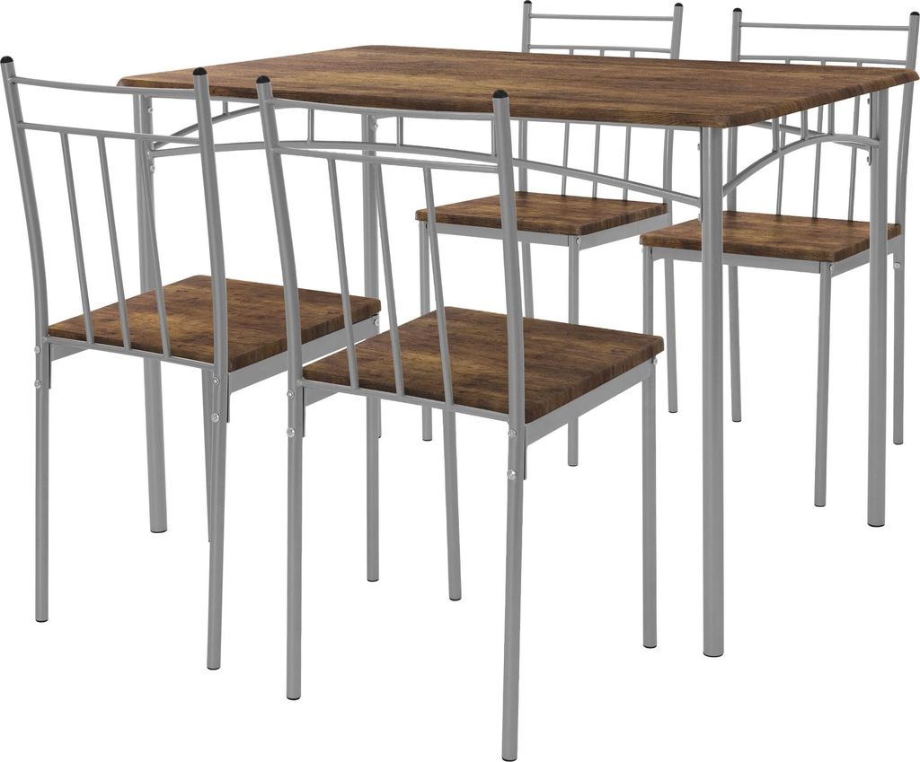 ML-Design 5-teilig Essgruppe, Esstisch mit 4 Stühlen, Vintage, Holz, Esszimmerstühle mit Metallbeinen