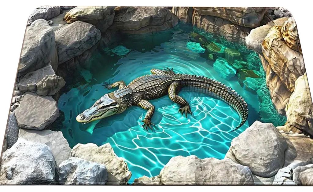 3D-Loch-Teppich, realistische optische Täuschung, lustige Fußmatte mit bodenlosem Abgrund, saugfähige, rutschfeste Bodenmatte für Badezimmer, W...