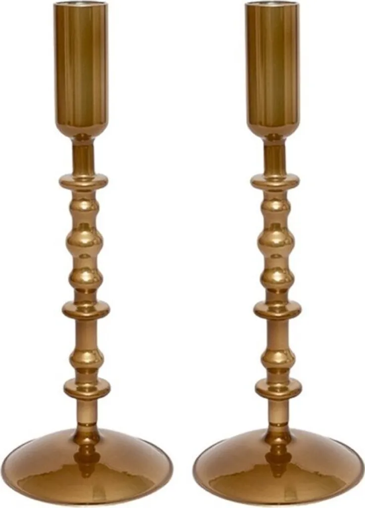 Bougeoirs Stables 29 cm WinQ - Finition Cuivrée Anti-renversement en Verre