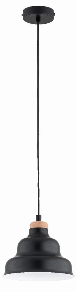 Suspension Métal Noir et Bois 1xE27 BAŁWANEK Style Scandinave 90 cm