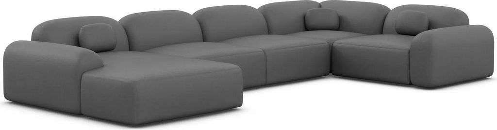 Kunstleder U-Form XL Wohnlandschaft Nuvia Dunkelgrau Links