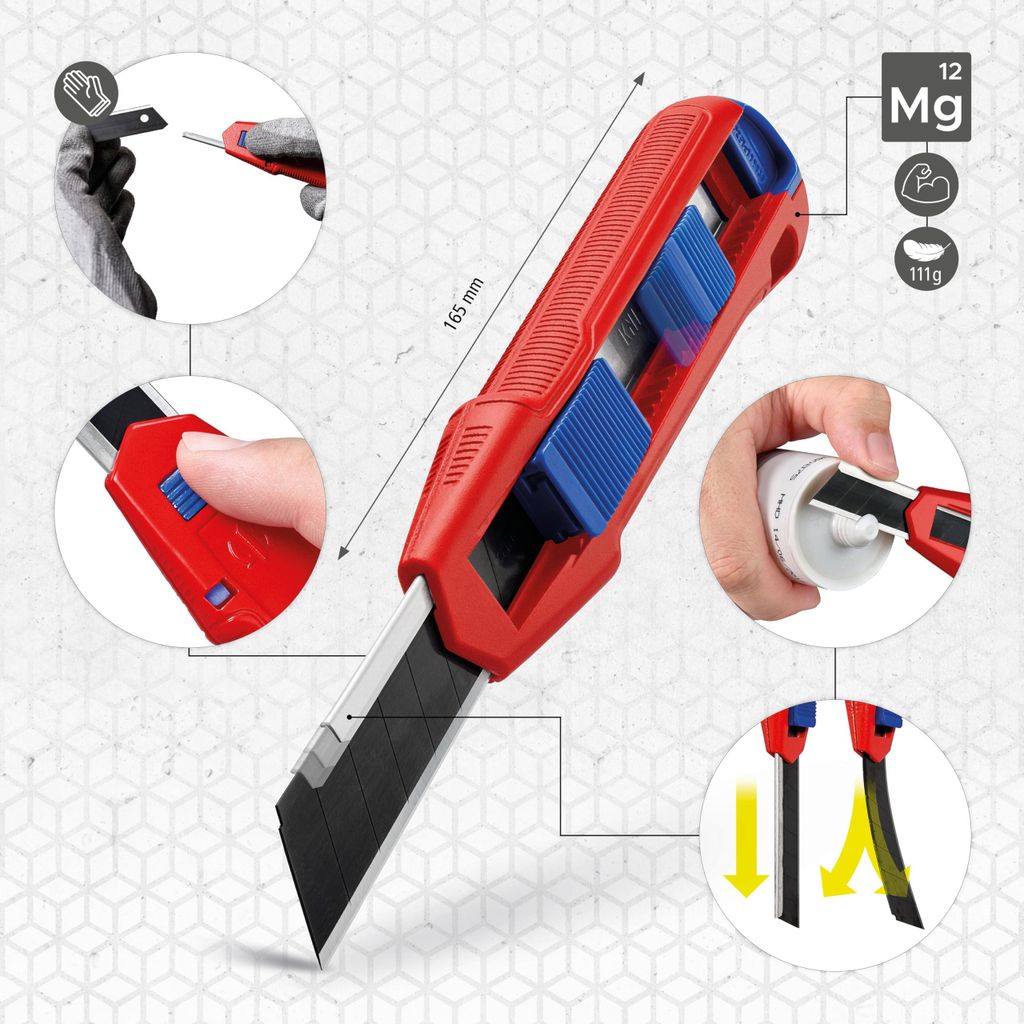 KNIPEX CutiX Universalmesser, 18 mm Abbrechklinge, mit Produktbild 
