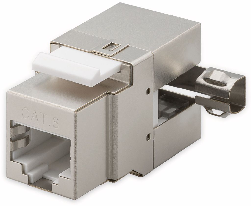 Goobay Keystone Modul RJ45 CAT 6, STP - 17,4 mm Breite, Klemmleiste für LSA Montage (werkzeugfrei), 90° gewinkelter Ausgang