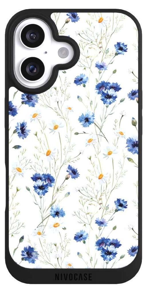 NIVOCASE Handyhülle für Apple iPhone 16 Hülle NIVOpure Case Schwarz Blume Blumen Muster
