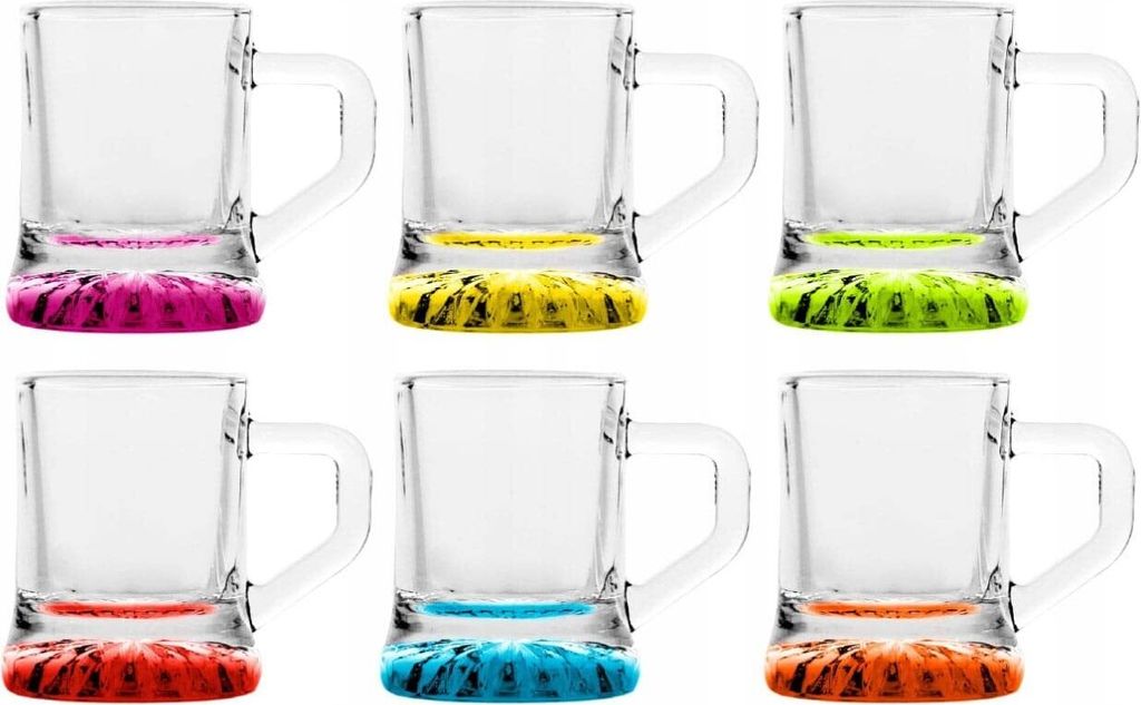 Alcohol Cage COLOR KRUG SHOT Mugs Set 30 ml - 6 Stück Kleine Shot Gläser - Wodka Glas Shot - mit Schwerem Boden - Spülmaschinenfest - 51 x 37 mm