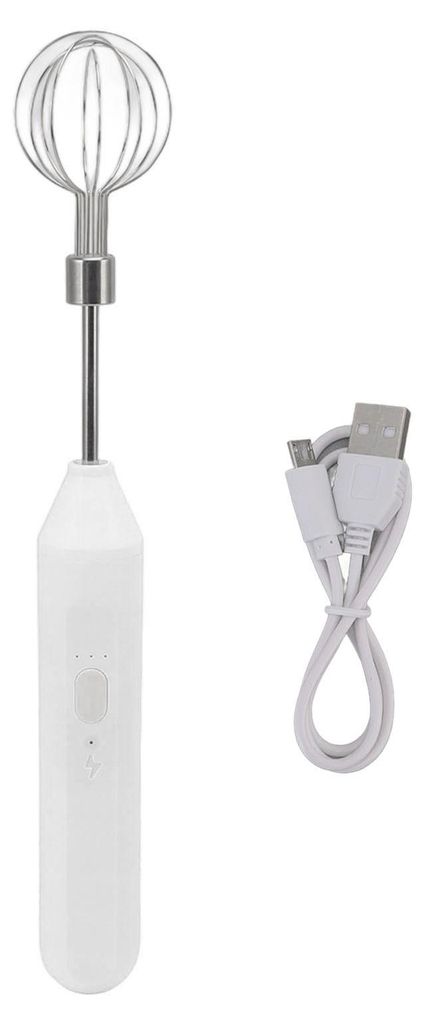 Elektrischer Handmixer, drei verschiedene Geschwindigkeiten, batteriebetriebener Hand-Milchaufschäumer zum Backen zu Hause, Weiß