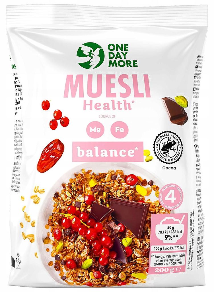 OneDayMore | Müsli Health Balance | Mit Hanfsamen Pistazien und Granola vitaminreich 200 g