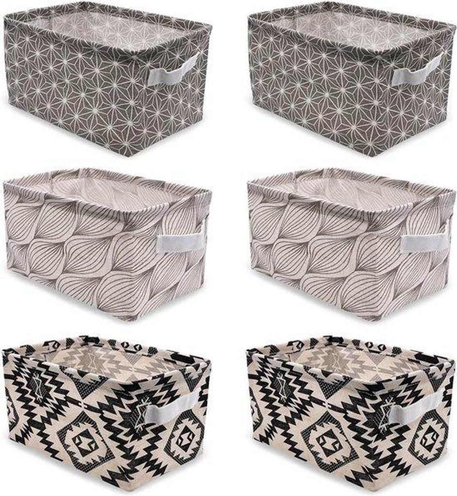 Wasserfeste Stofftaschen Set aus 6 - Opvouwbare und multifunktionale Stofftaschen mit Griffen - Ideal für Spielzeug und Kosmetik