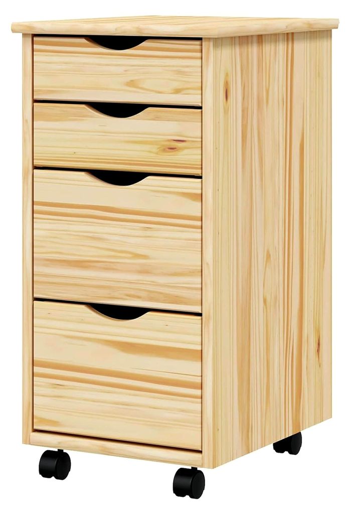 Rollwagen mit Schreibtisch, Klarlack, 34 x 39 x 65,5 cm, Wohnzimmer, Rechteckig, Modern, Langlebig, Stilvolles Möbel für jedes Zuhause