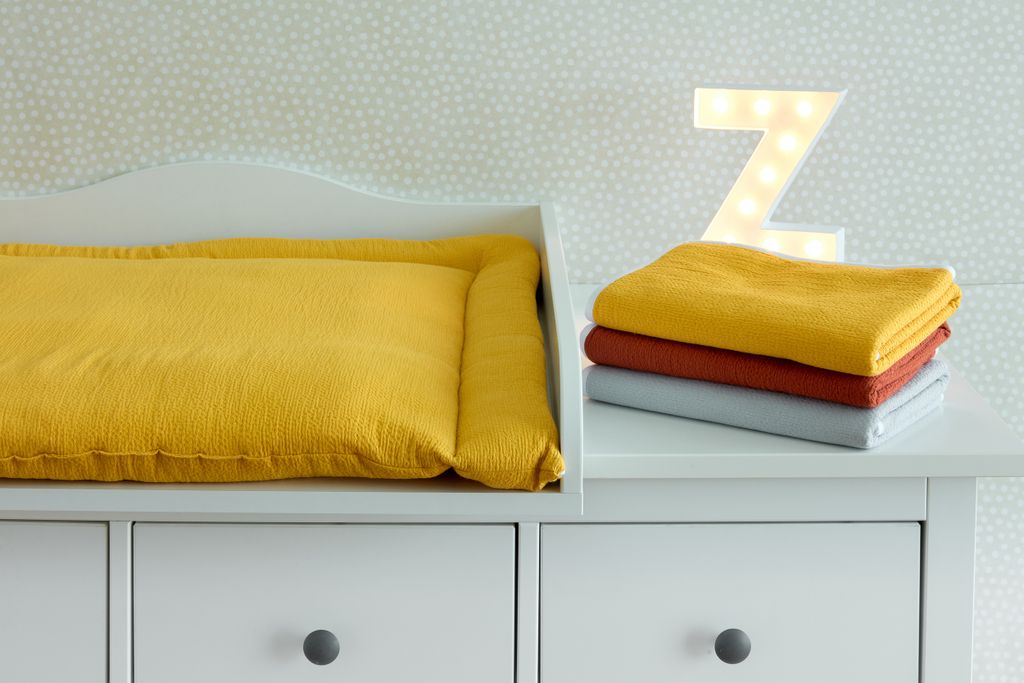 KraftKids Wickelauflage Doppelkrepp Gelb Mustard 85x75 cm (BxT)