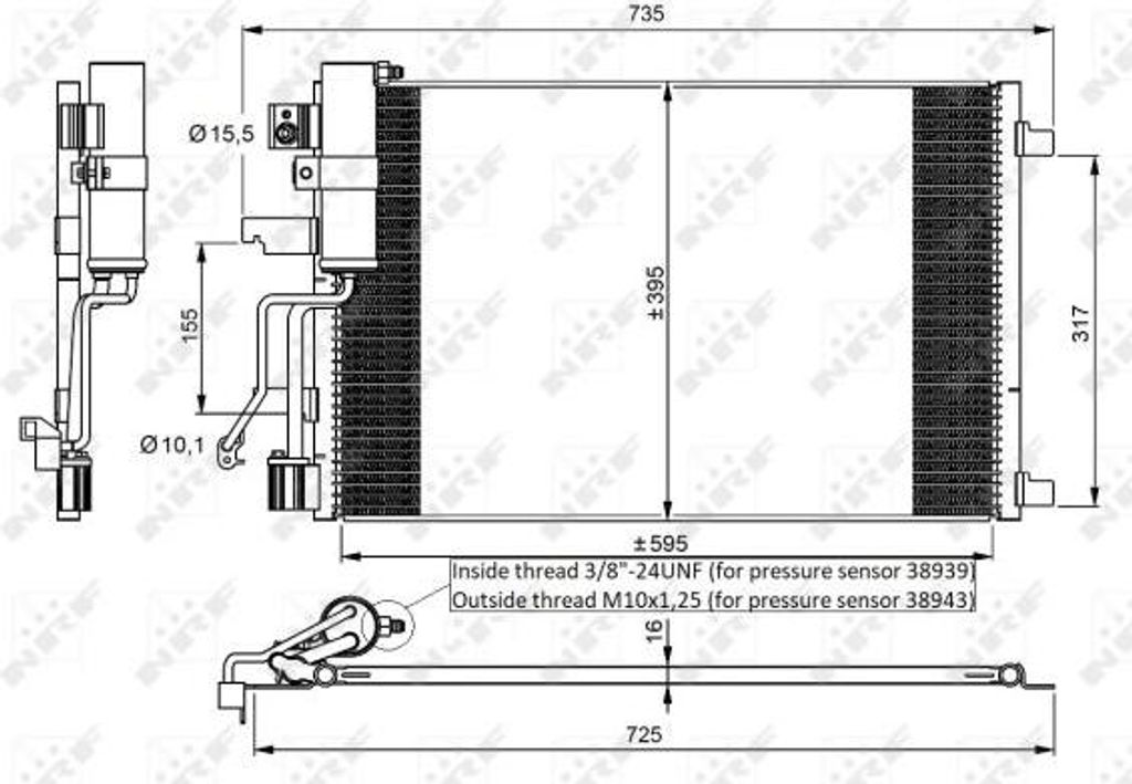 NRF 35975 Kondensator, Klimaanlage OE 92100BR40A kompatibel mit Qashqai