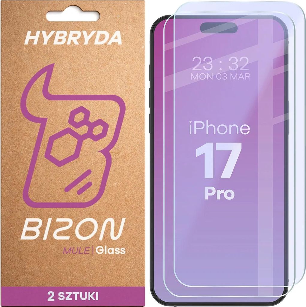 2x Flexibles Hybridglas für iPhone 17 Pro, Bizon Glass Mule Duo