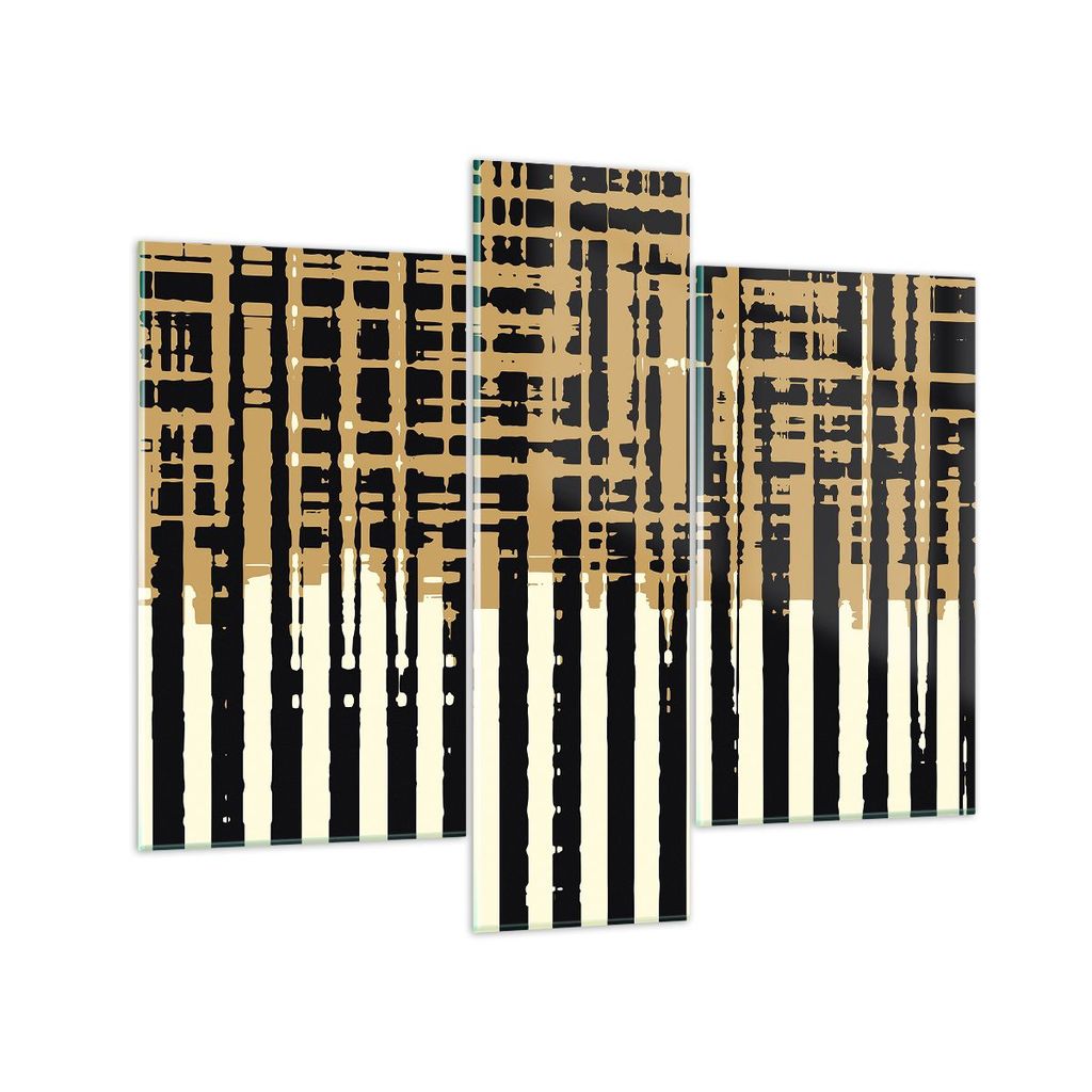 Bilder auf glas - 3 Teile - Abstraktion Weiß Gürtel - 95x80cm - Glasbilder - Wandbilder - Bilder - zum Aufhängen bereit - Wanddekoration aus Gla...