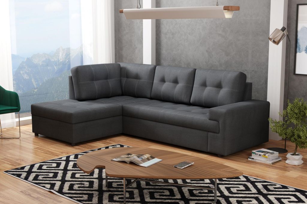 Ecksofa CAMILLE – dunkelgrau, linke Ecke
