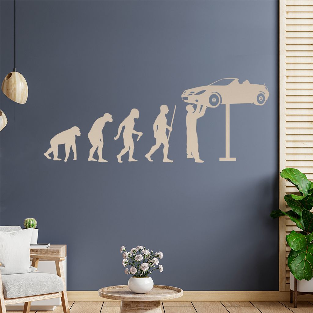 Automechaniker Evolution Wandtattoo Wandaufkleber Wall Sticker - Dekoration, Küche, Wohnzimmer, Schlafzimmer, Badezimmer