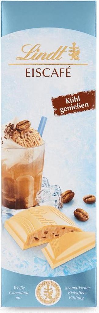 Lindt Eiscafe weiße Schokolade mit Eiskaffee Creme Füllung Produktbild 
