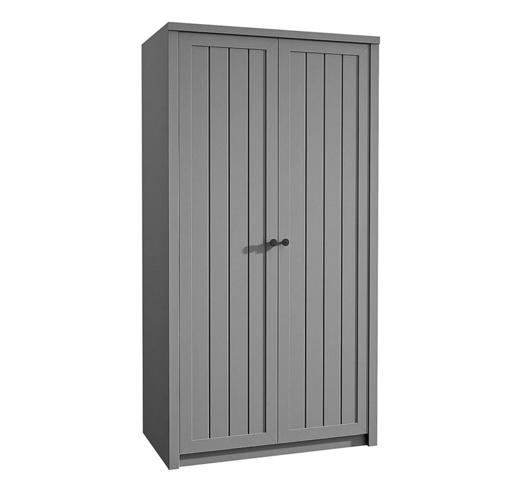AX LIVING Kleider Schrank Palmano S2T – 90 cm breit, Stilvoll Grau