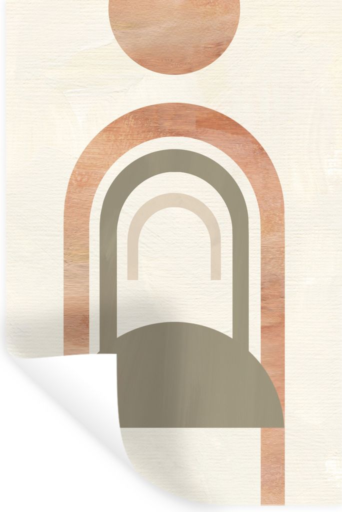 MuchoWow Wandtattoo Wandsticker Wandaufkleber Bogen - Abstrakt - Rosa 60x90 cm Selbstklebend und Repositionierbar - Sticker - Dekorfolie