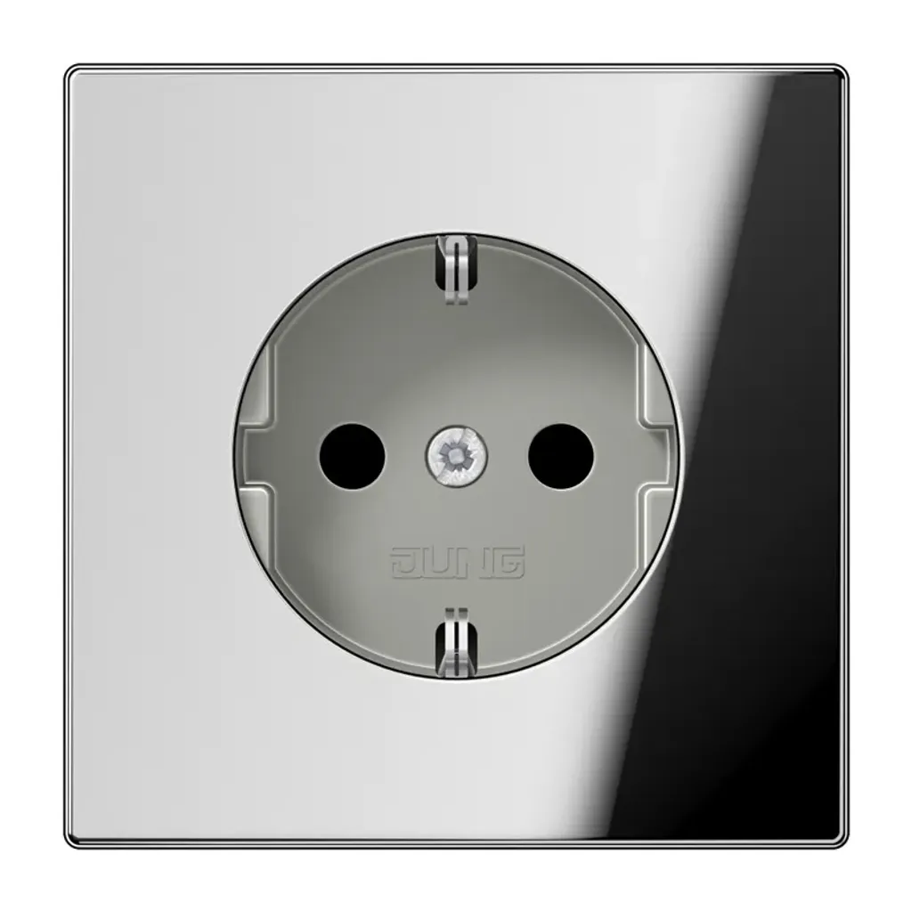 Prise JUNG GCR 1520 KI 250V 16A en Métal Chromé Haute Résistance 70mm