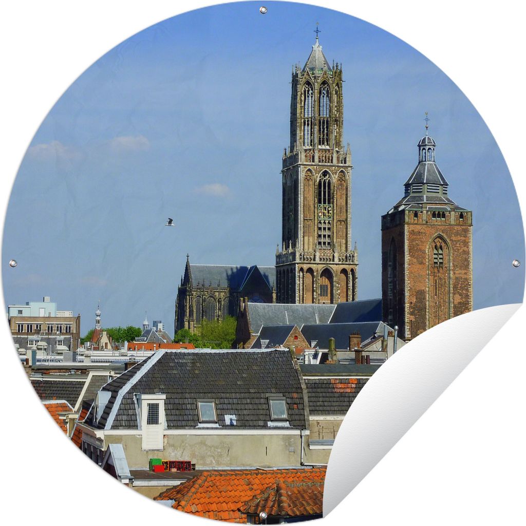 MuchoWow Gartenposter Outdoor-Poster Rund Stadt - Utrecht - Domturm Ø 150 cm Gartendeko Rundes Poster draußen