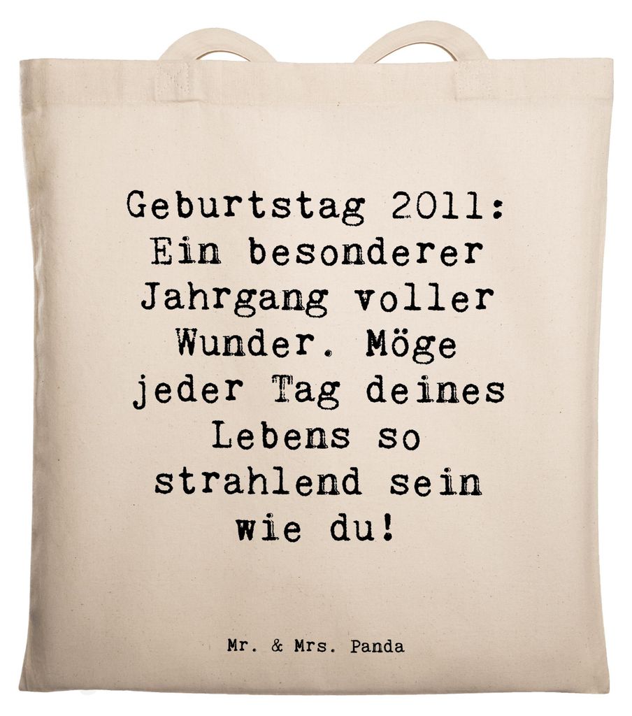 Mr. & Mrs. Panda Tragetasche Spruch 2011 Geburtstag - Transparent - Geschenk, kostbare Momente, Geburtstagsgeschenk, magischer Jahrestag, Schultasc...