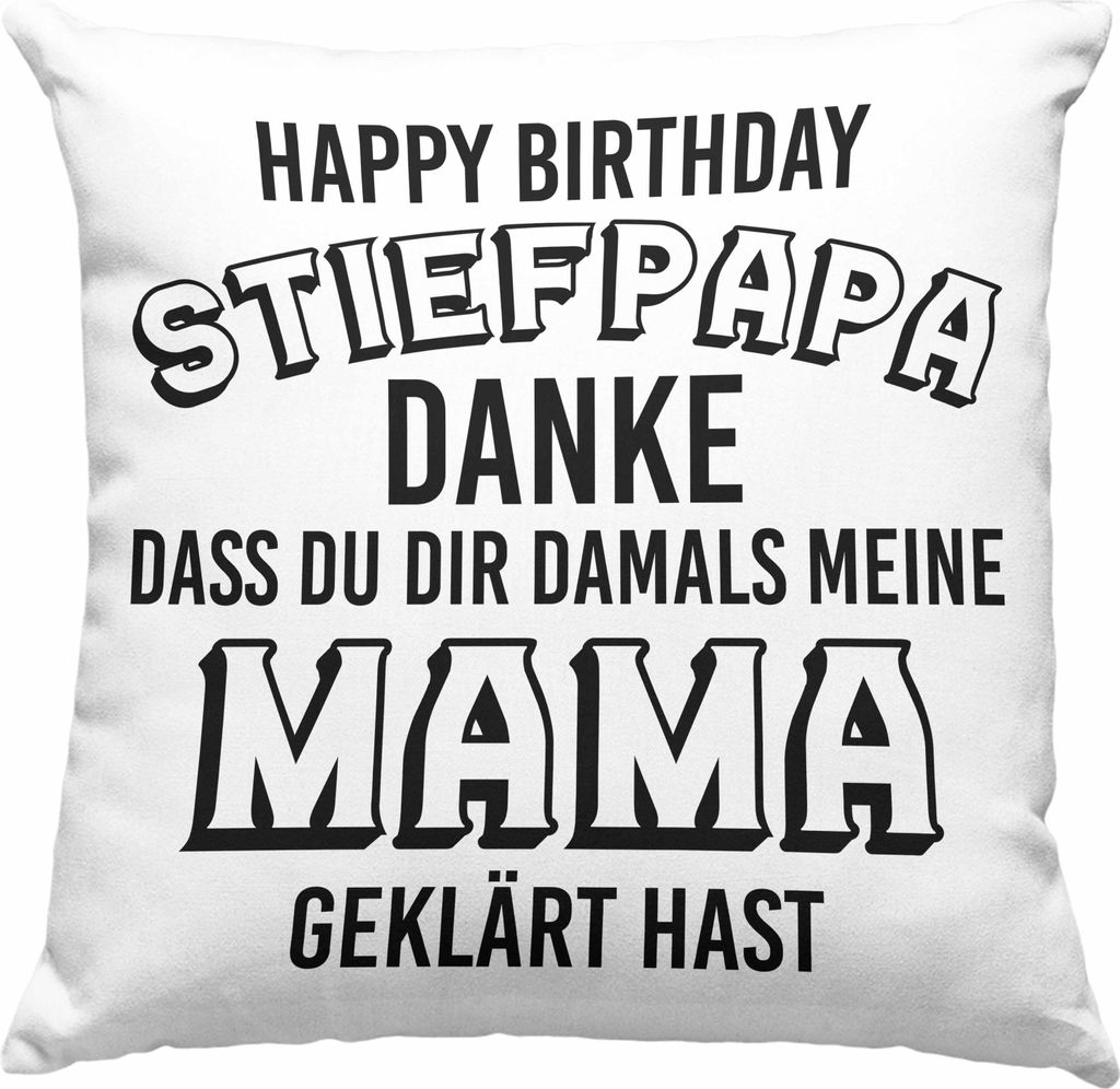 Trendation - Stiefpapa Deko-Kissen mit Füllung 40x40 Spruch Geschenk Lustige Sprüche Stiefvater Geschenk Geburtstag Geburtstagsgeschenk (Blau)