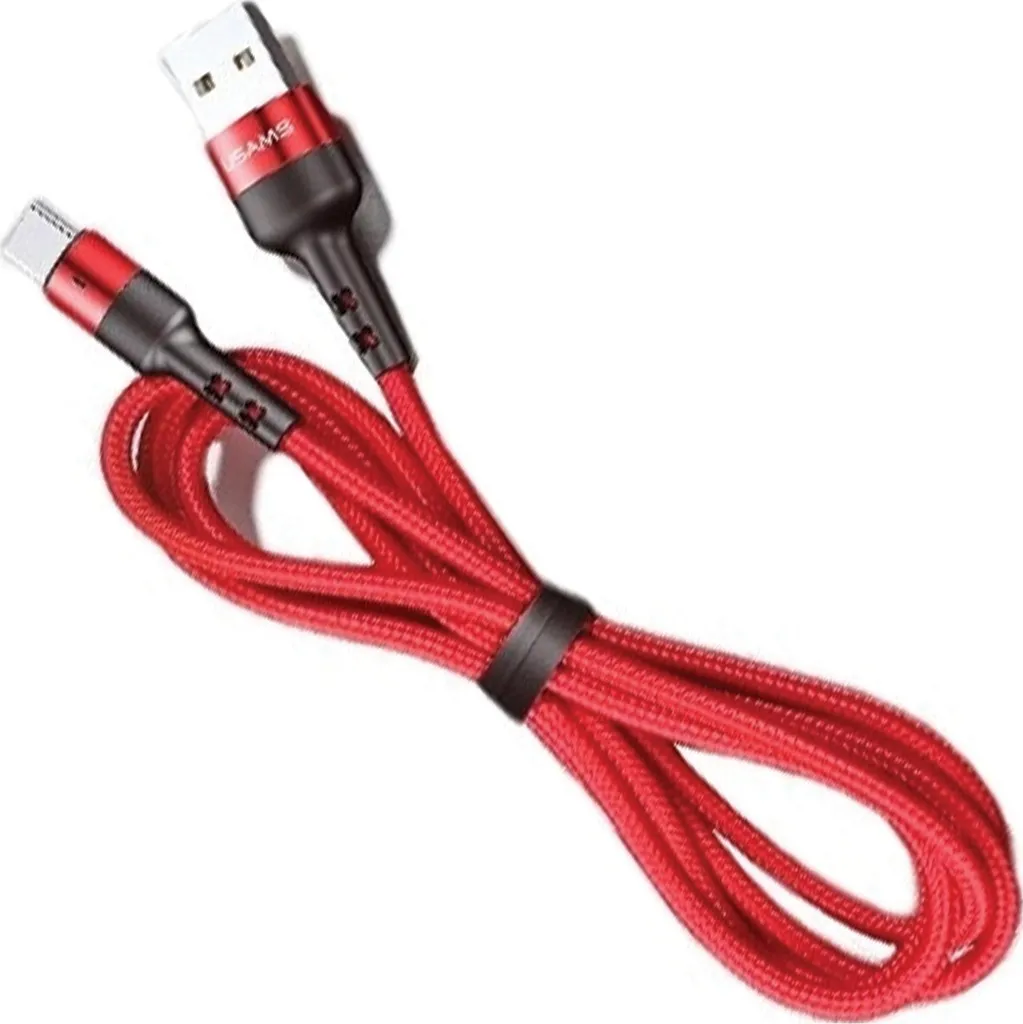 Usams Cavo intrecciato U26 Microusb 1M 1 pz. Per il kit di ricarica rapida 2A rosso/rosso Sj312Mc02 (Us-Sj312)