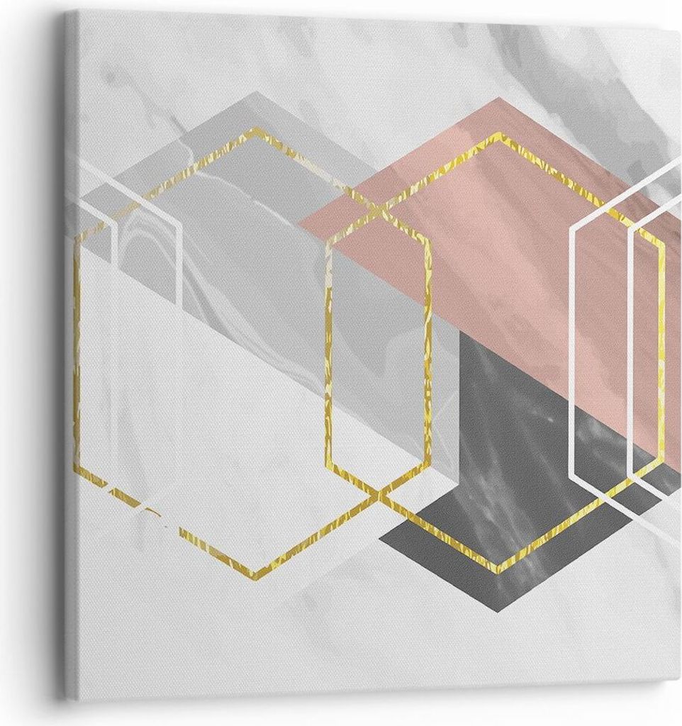 Bild auf Leinwand - Leinwandbild - Einteilig - Zahlen Weiß Golden - 30x30cm - Wand Bild - Wanddeko - Wandbilder - Leinwanddruck - Bilder - Wanddek...