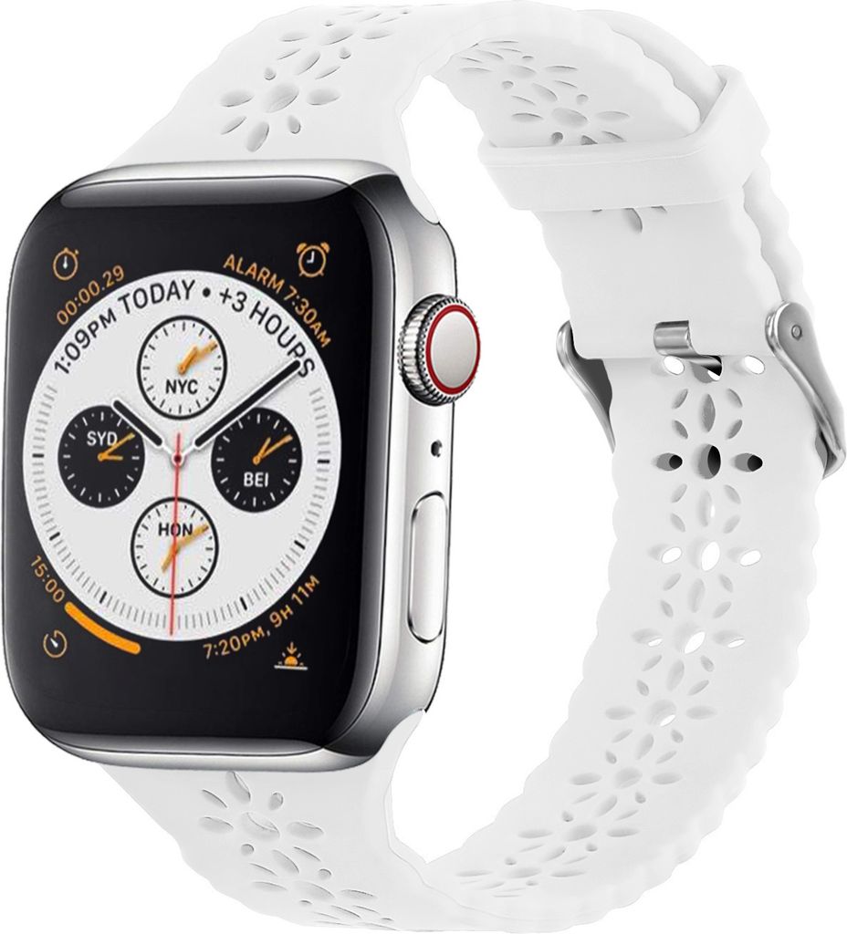 Strap-it Apple Watch Silikonarmband mit Muster (Weiß) - Große: 42 - 44 - 45 - 49mm