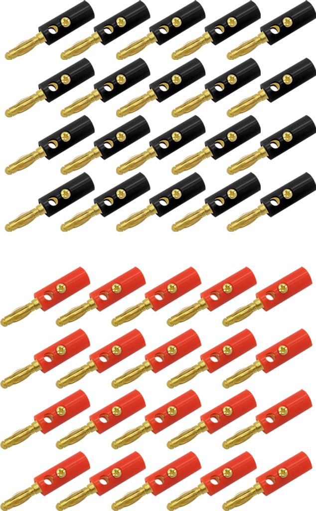 40x ARLI Bananenstecker vergoldet bis 4mm² - 20x rot + 20x Produktbild 