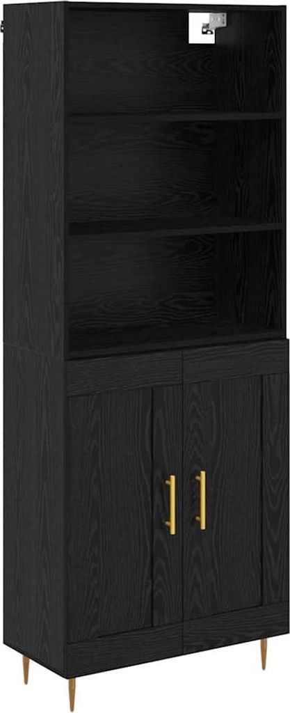 Highboard Schwarz Eichen-Optik 69,5 x 34 x 180 cm Holzwerkstoff