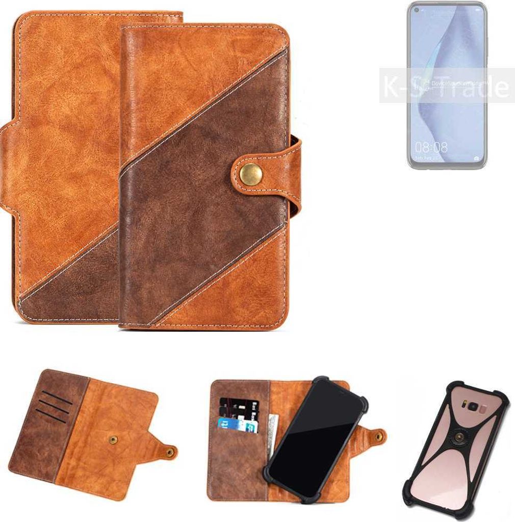 K-S-Trade Handyhülle Schutzhülle Bookstyle Case Wallet-Case kompatibel mit Huawei P40 Lite Cover Klapphülle Kantenschutz Smartphone dunkelbraun