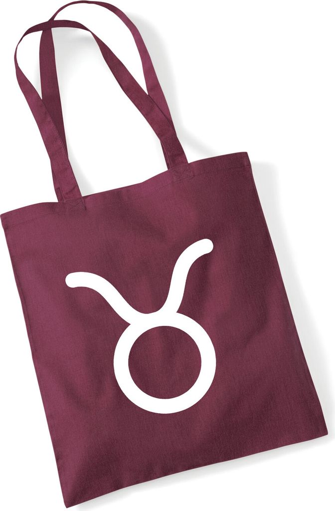 Huuraa Jutebeutel Stier Sternzeichen Zeichen 10 Liter Burgundy Baumwolle Tasche Geschenkidee