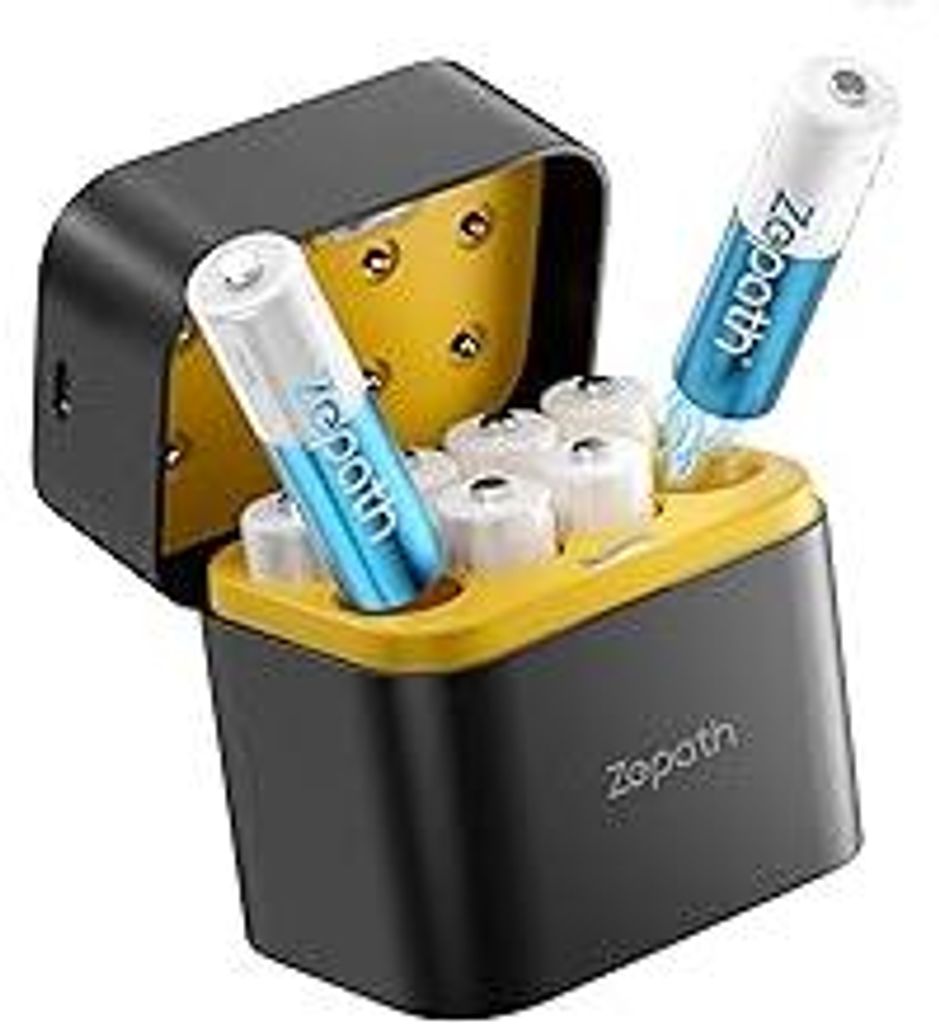 Zepath Wiederaufladbare Lithium Akkus AA 8-Pack mit Ladegerät, 3000mWh Hohe Kapazität 1.5V AA Batterien