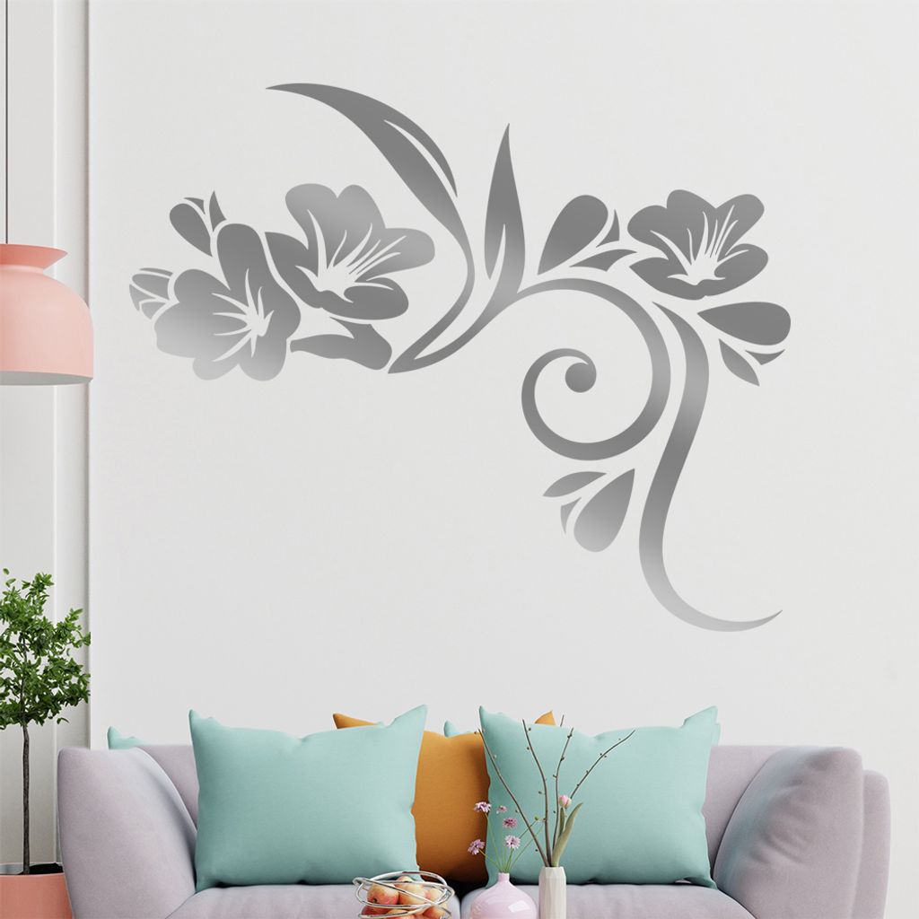 Blumen - Linien Wandtattoo in 6 Größen - Wandaufkleber Wall Sticker - Dekoration, Küche, Wohnzimmer, Schlafzimmer, Badezimmer