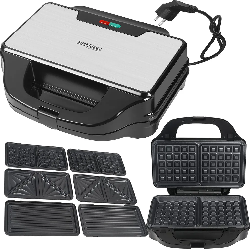 Appareil à sandwichs et gaufres puissante machine 1500W en inox