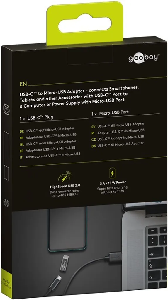Convertisseur USB-C vers Micro-USB 2.0 Gris pour Charge et Sync PC - 5