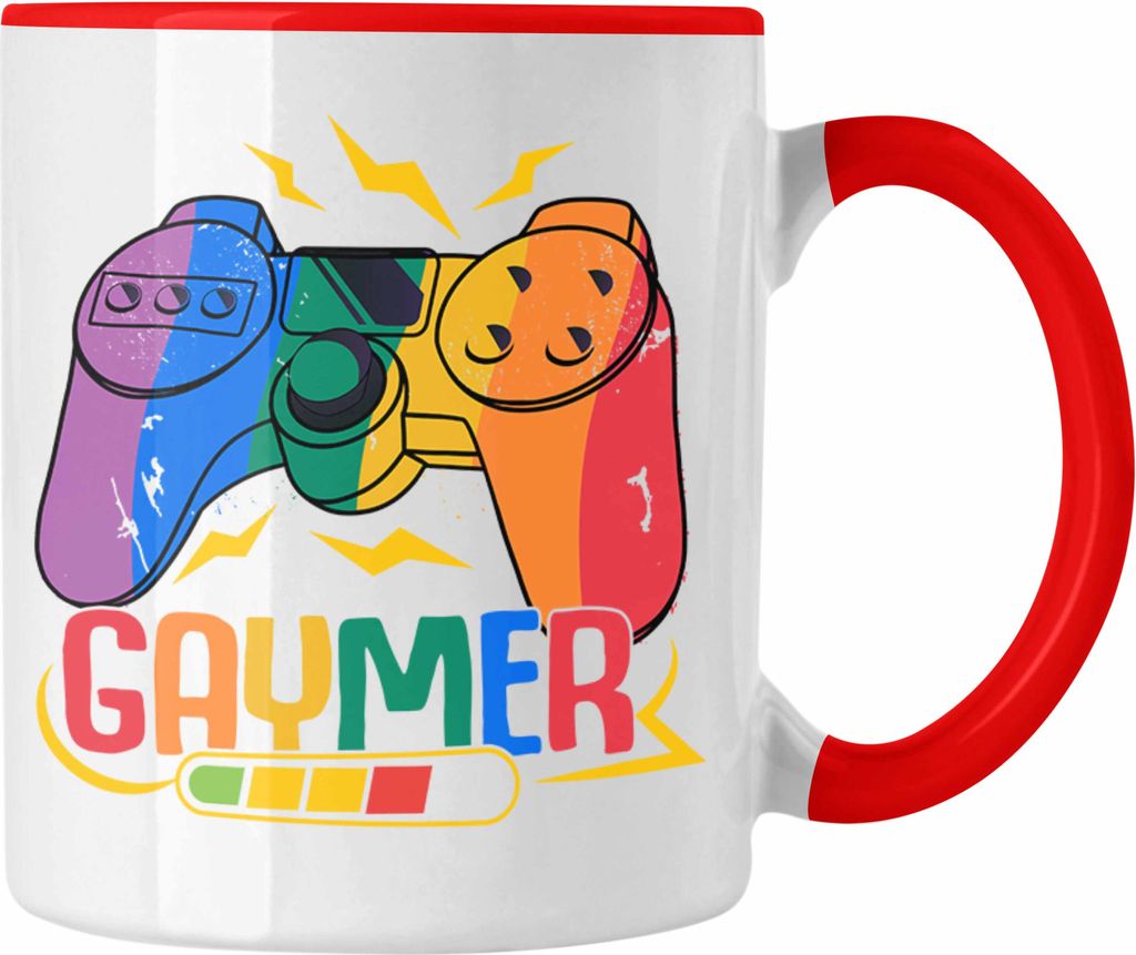 Trendation - LGBT Tasse Geschenk für Schwule Lesben Transgender Gaymer Regenbogen Lustige Grafik Regenbogen (Rot)