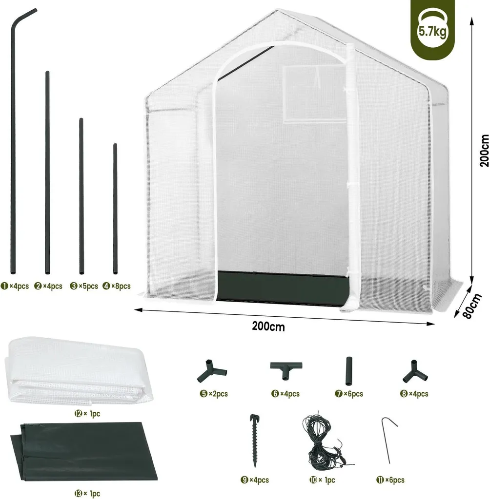 Grande serre de jardin 200x80x200 cm idéale pour protéger les tomates