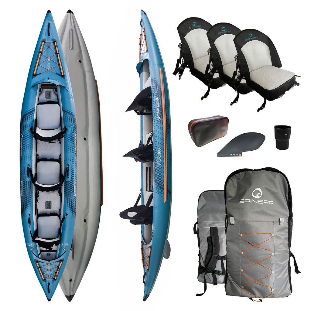 Spinera Tenaya 160 aufblasbares Kajak 3 Personen | 475 cm | Touring Kajak mit Sitzen & Zubehör
