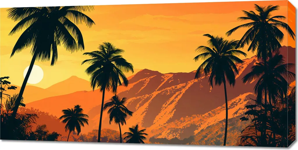 Quadro Panoramico 100x50cm Tramonto Isole - Arredamento Pareti HD