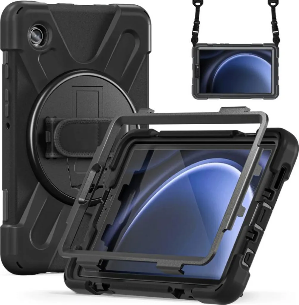 Cover antiurto 360 Armor per Samsung Galaxy Tab A9+ Plus 11.0 X210 / X215 / X216 Nero