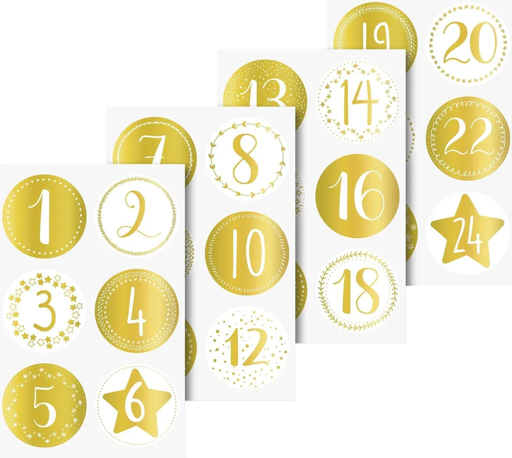 Fabriquer son calendrier de l'Avent avec stickers chiffres dorés