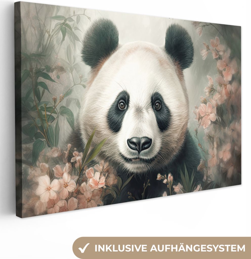 OneMillionCanvasses - Leinwandbilder - 140x90 cm, Panda - Tiere - Pflanzen, Wandbilder Kunstdruck Wanddekoration - Foto auf Leinwand - Gemälde a...