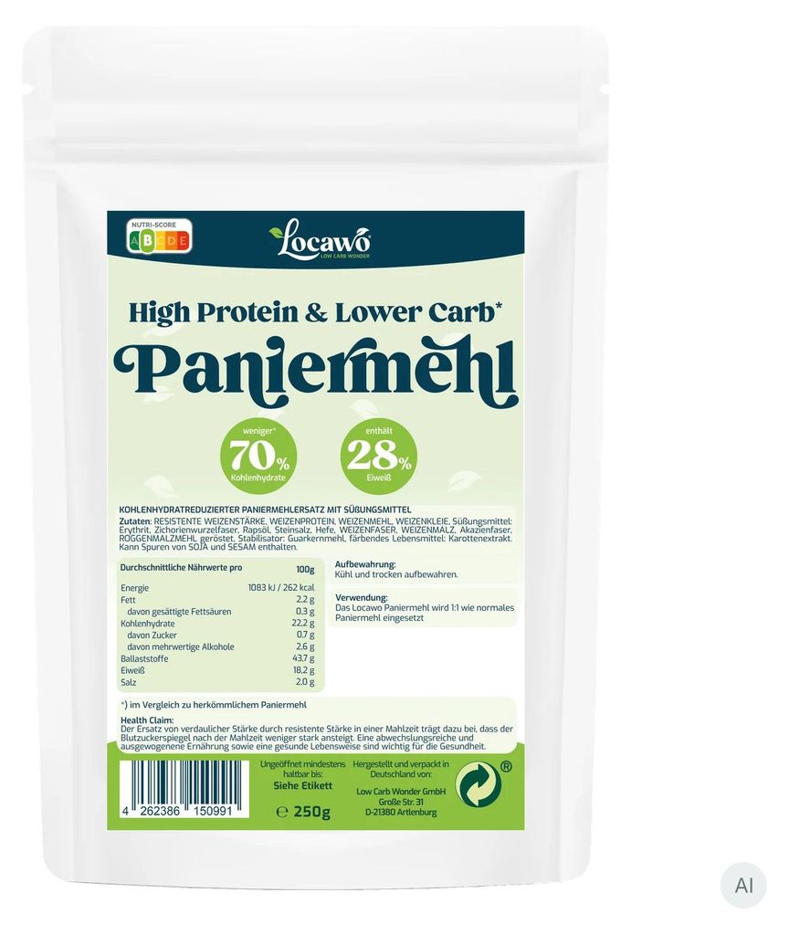 Locawo High Protein Low Carb Paniermehl 250g Produktbild 