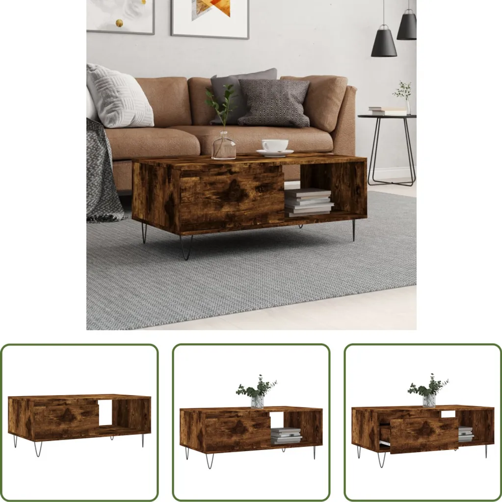 Miglior Tavolino Rovere Fumo 90x50x36.5 cm | The Living Store